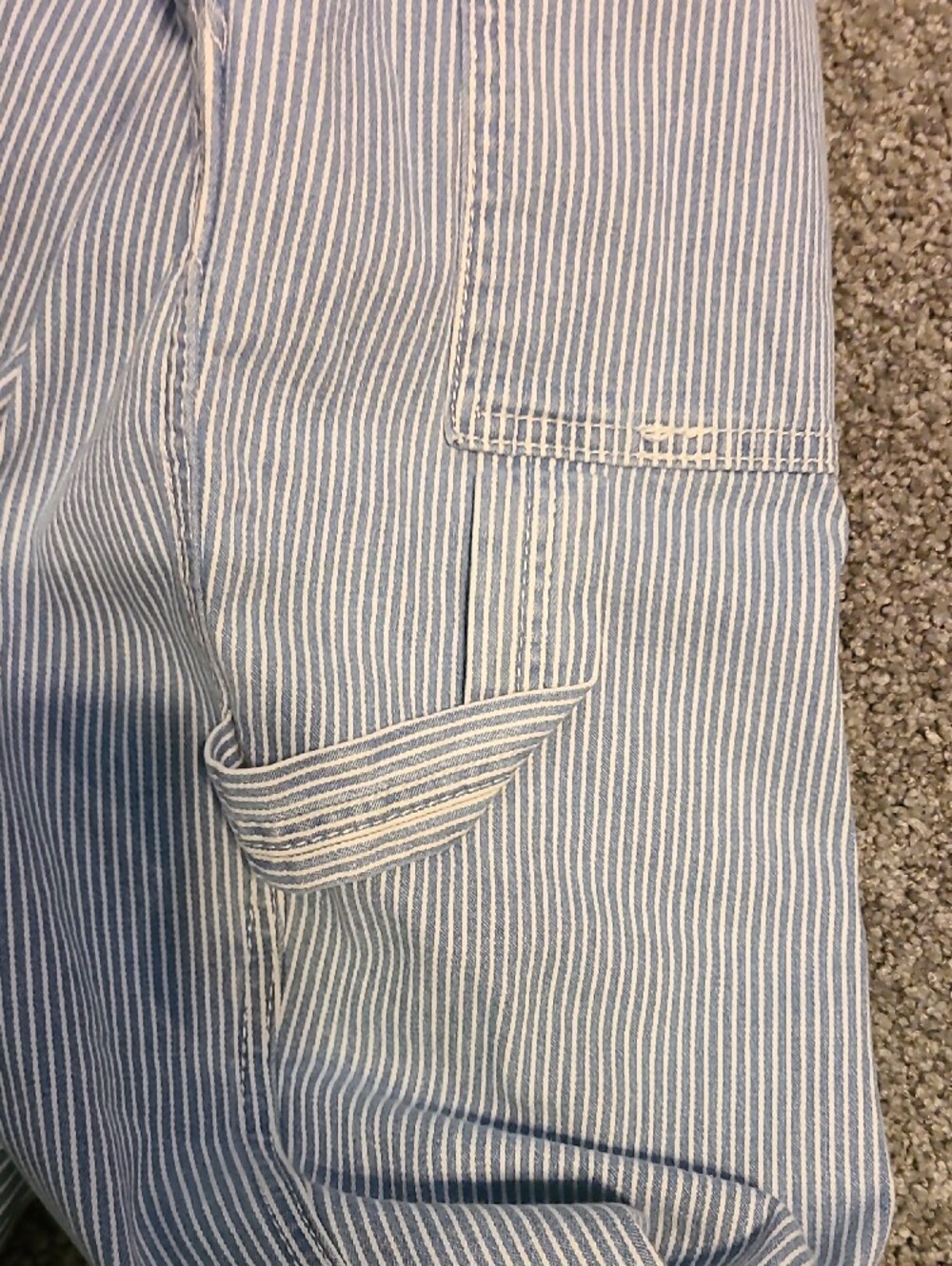 Universal Thread Light Blue & White Striped Cotton Overalls - Picture 4 of 8